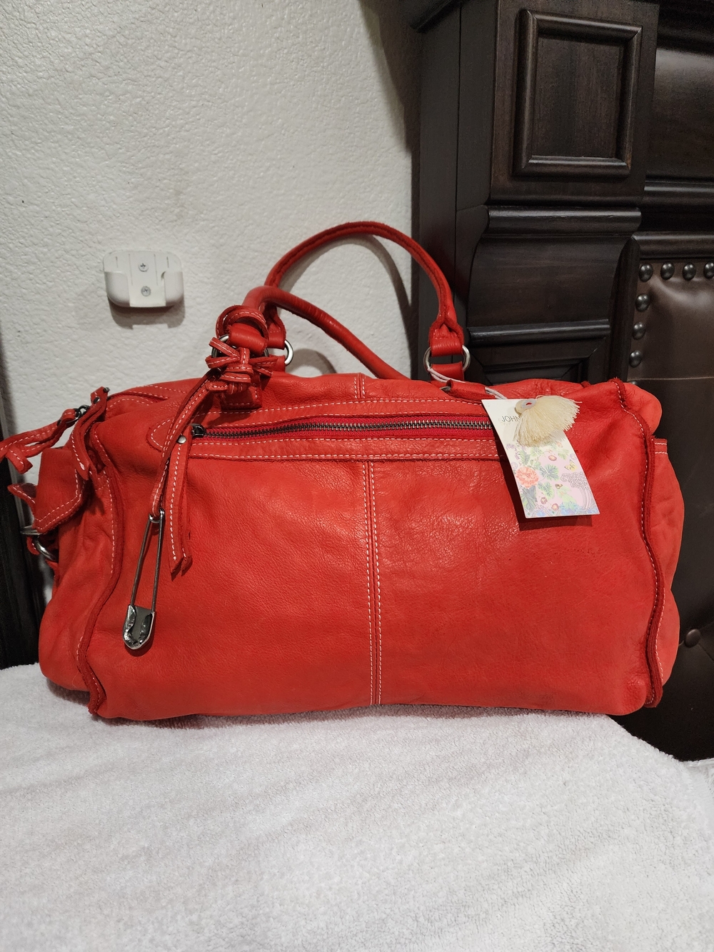 NWT Johnny Was Red Women's Leather Satchel Handbag
